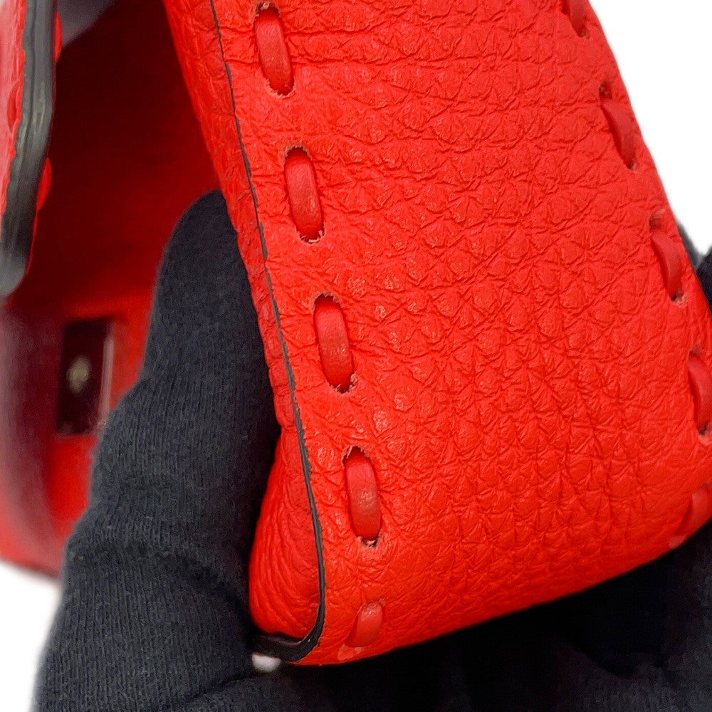 FENDI Selleria Baguette 2-Way Chain Shoulder Bag Red8BS017 Leather Size Mini