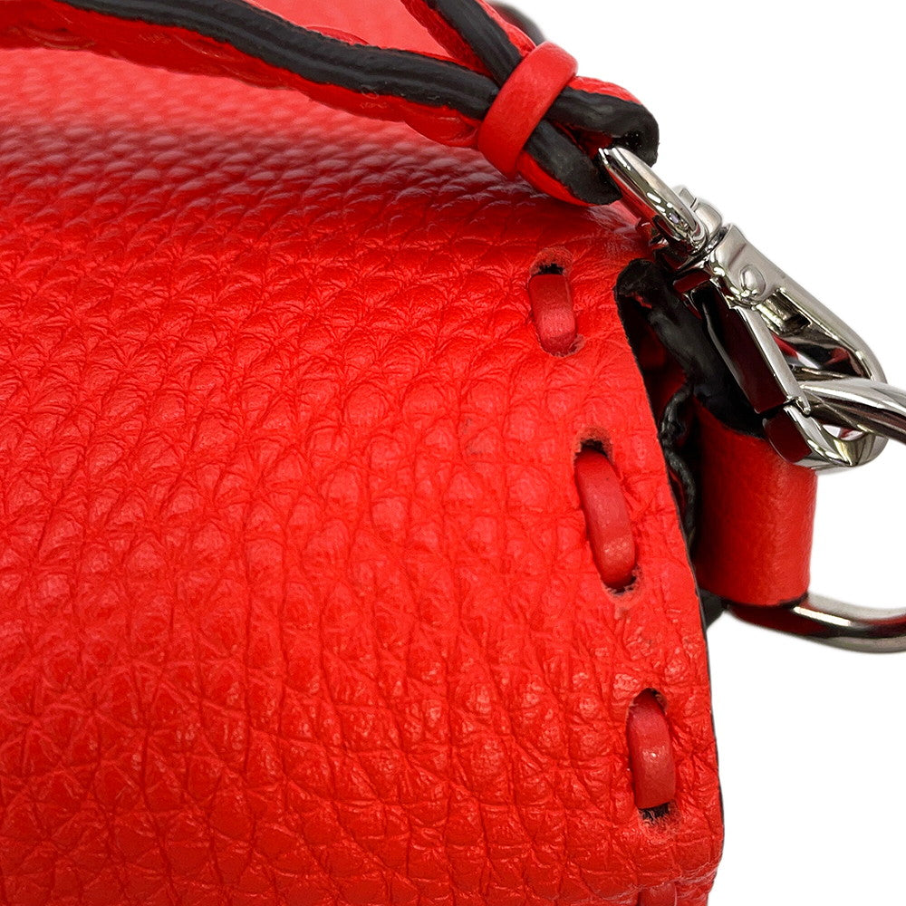 FENDI Selleria Baguette 2-Way Chain Shoulder Bag Red8BS017 Leather Size Mini