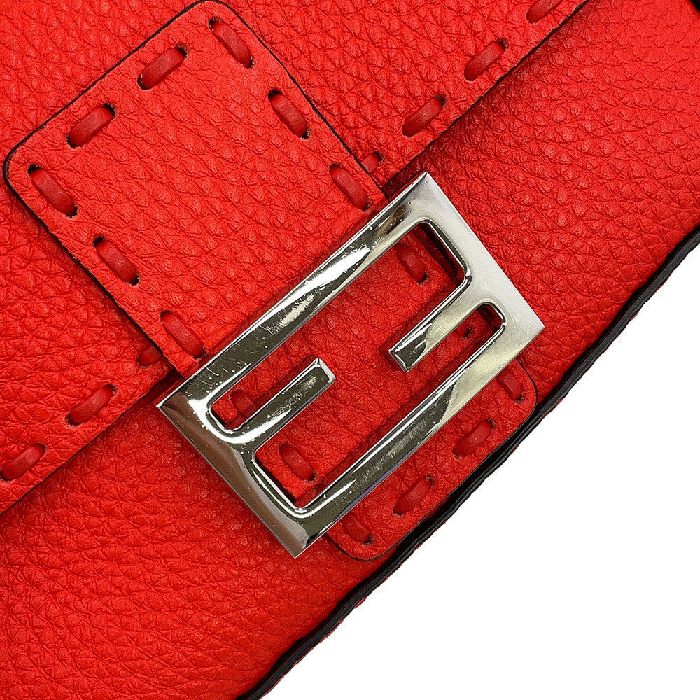 FENDI Selleria Baguette 2-Way Chain Shoulder Bag Red8BS017 Leather Size Mini