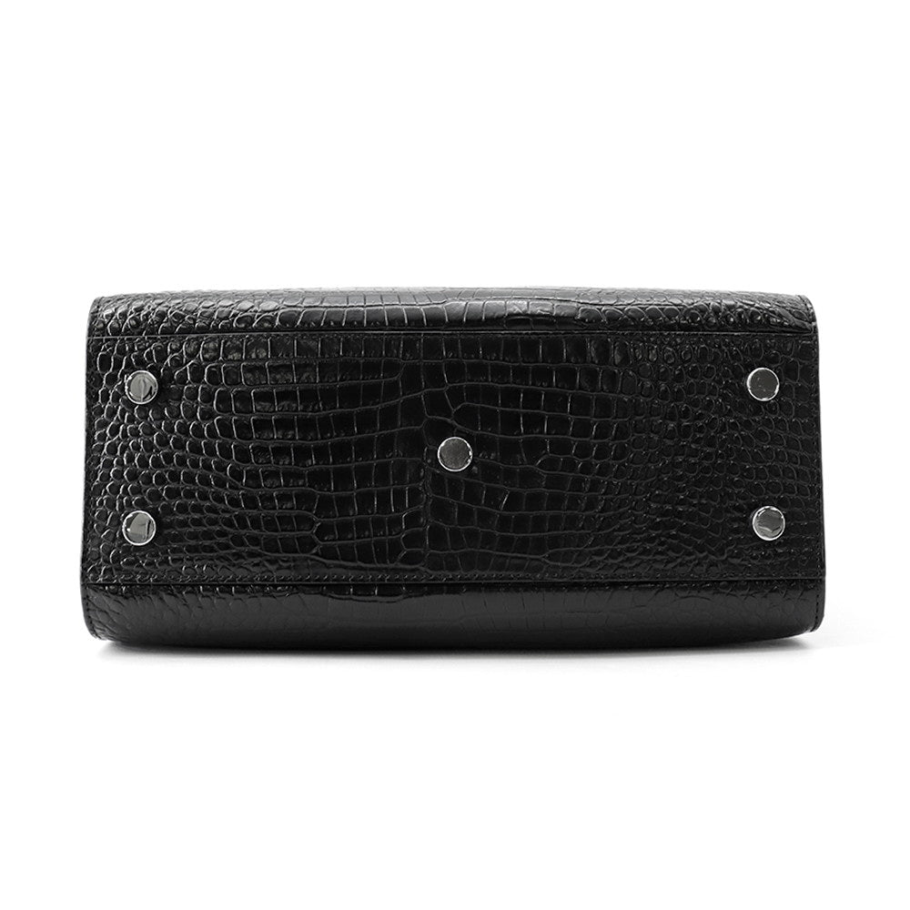 SAINT LAURENT PARIS Jour Baby Black421863 Croco embossed leather