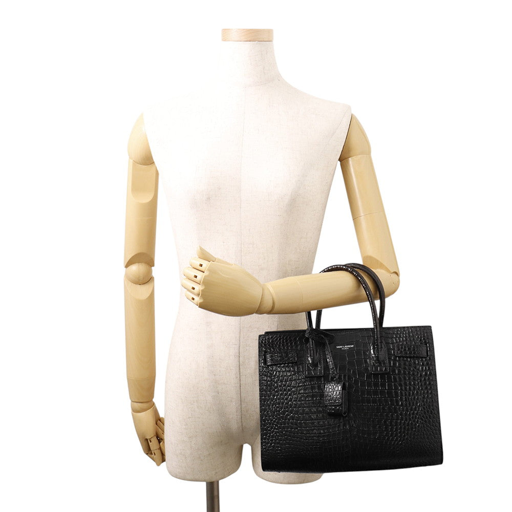 SAINT LAURENT PARIS Jour Baby Black421863 Croco embossed leather