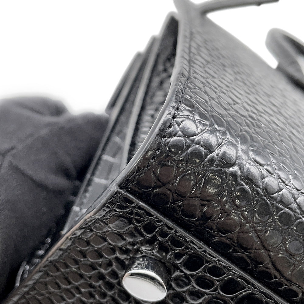 SAINT LAURENT PARIS Jour Baby Black421863 Croco embossed leather