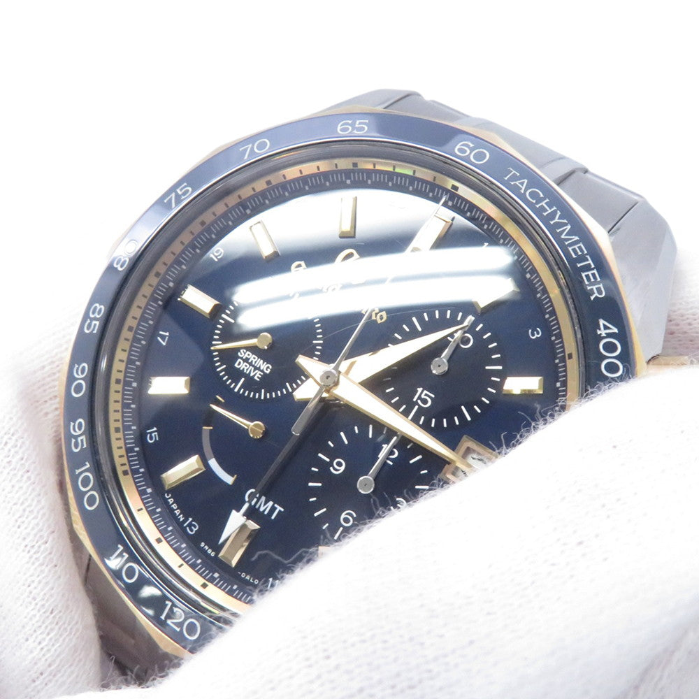SEIKO Grand Seiko Sports Collection Chronograph Power Reserve W43.8mm Ceramic Stainless Steel K18YG Navy DialSBGC242
