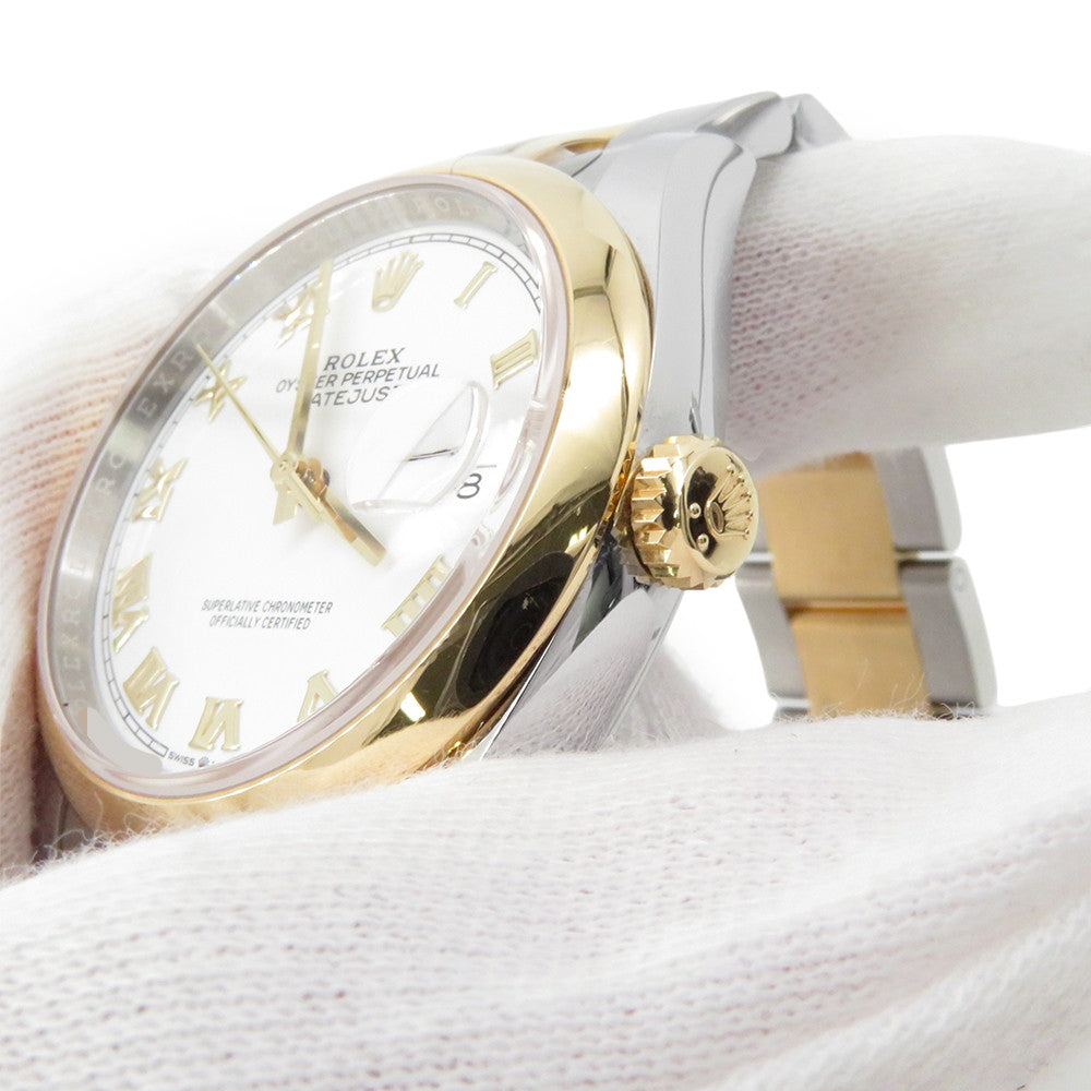 ROLEX Datejust W36mm Stainless Steel K18YG White Dial126203