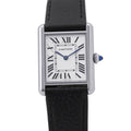 CARTIER Tank must LM 未 Stainless Steel Leather Silver DialWSTA0041