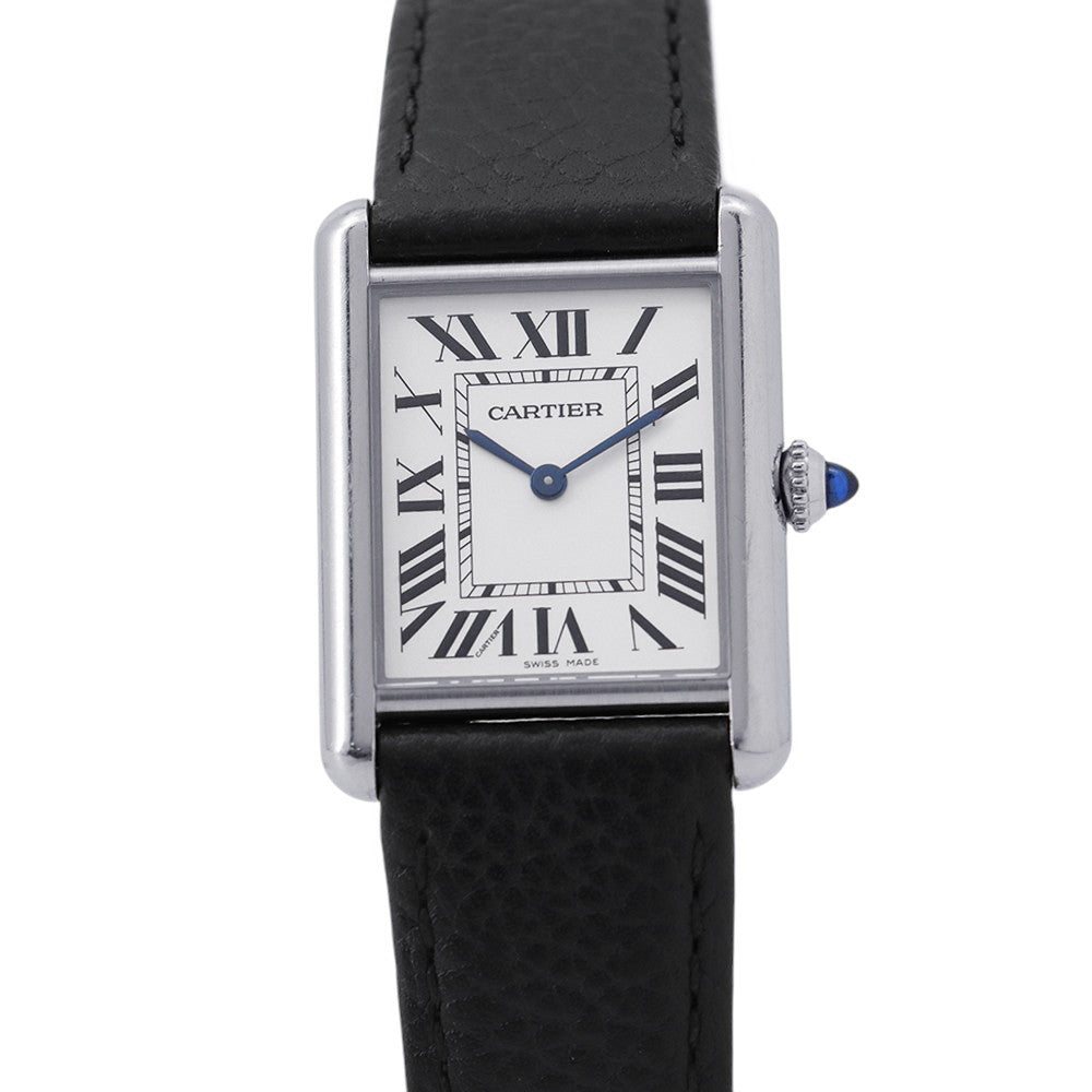 CARTIER Tank must LM 未 Stainless Steel Leather Silver DialWSTA0041