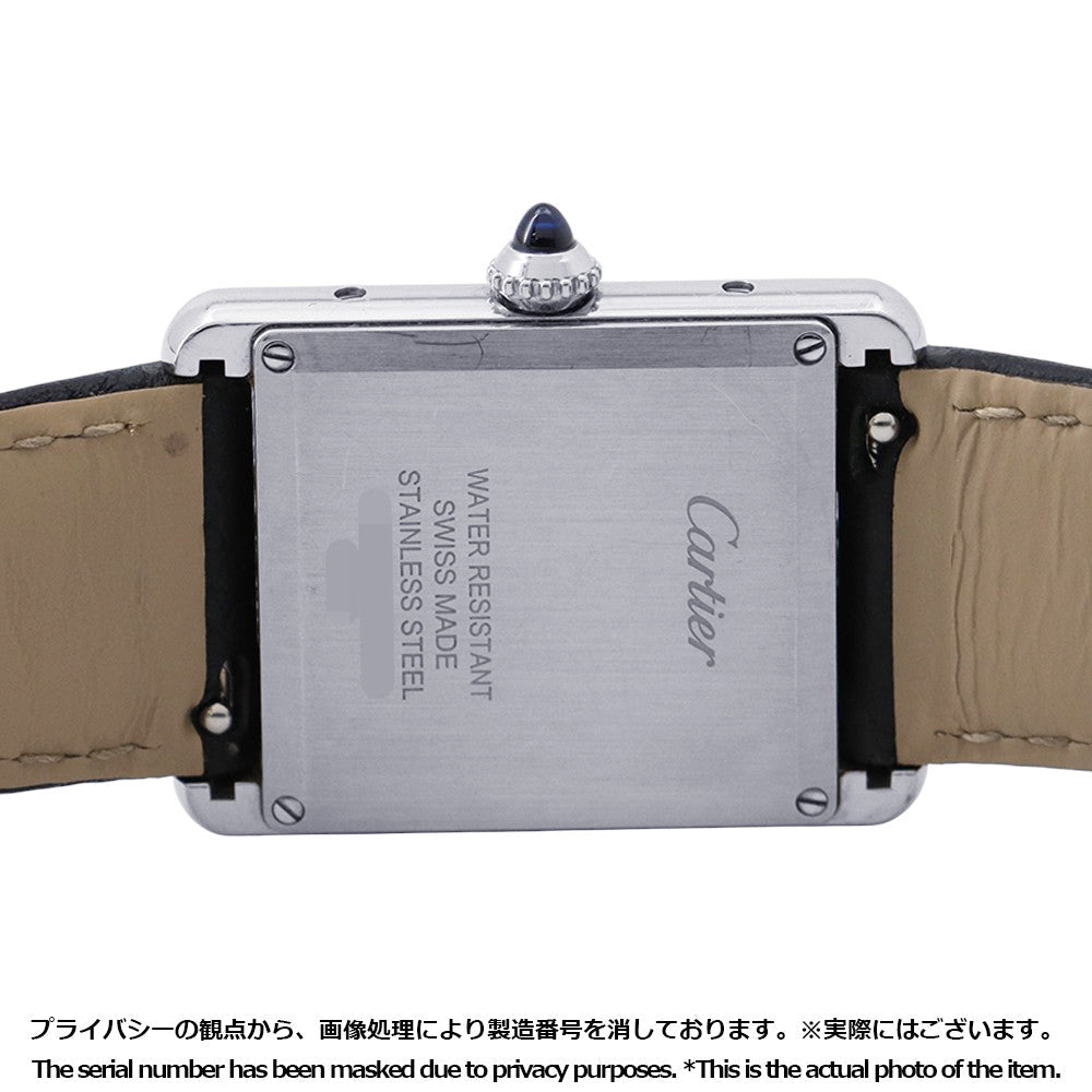 CARTIER Tank must LM 未 Stainless Steel Leather Silver DialWSTA0041