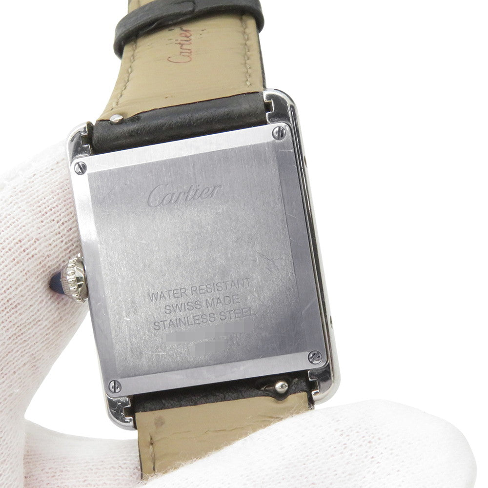 CARTIER Tank must LM 未 Stainless Steel Leather Silver DialWSTA0041