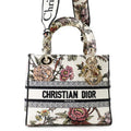 Dior Lady D-Lite 2WAY Bag White/Multicolor Canvas Size Medium