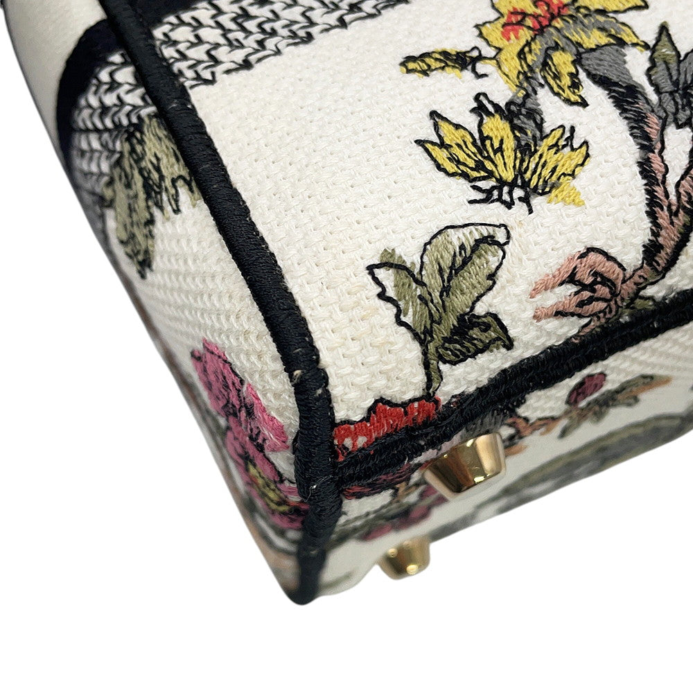 Dior Lady D-Lite 2WAY Bag White/Multicolor Canvas Size Medium