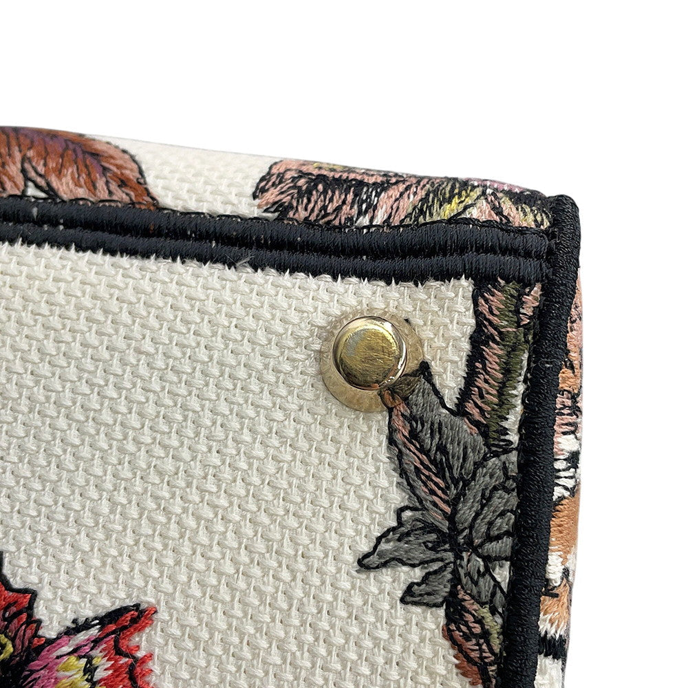 Dior Lady D-Lite 2WAY Bag White/Multicolor Canvas Size Medium