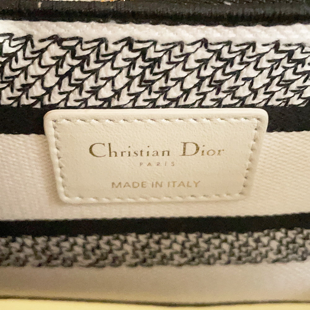 Dior Lady D-Lite 2WAY Bag White/Multicolor Canvas Size Medium