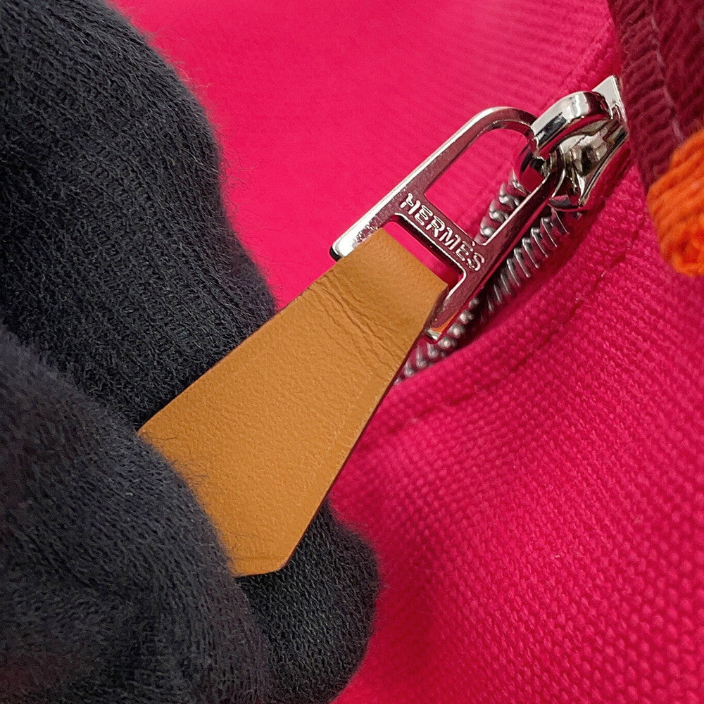 HERMES Brid a Black Hibiscus Canvas Size PM