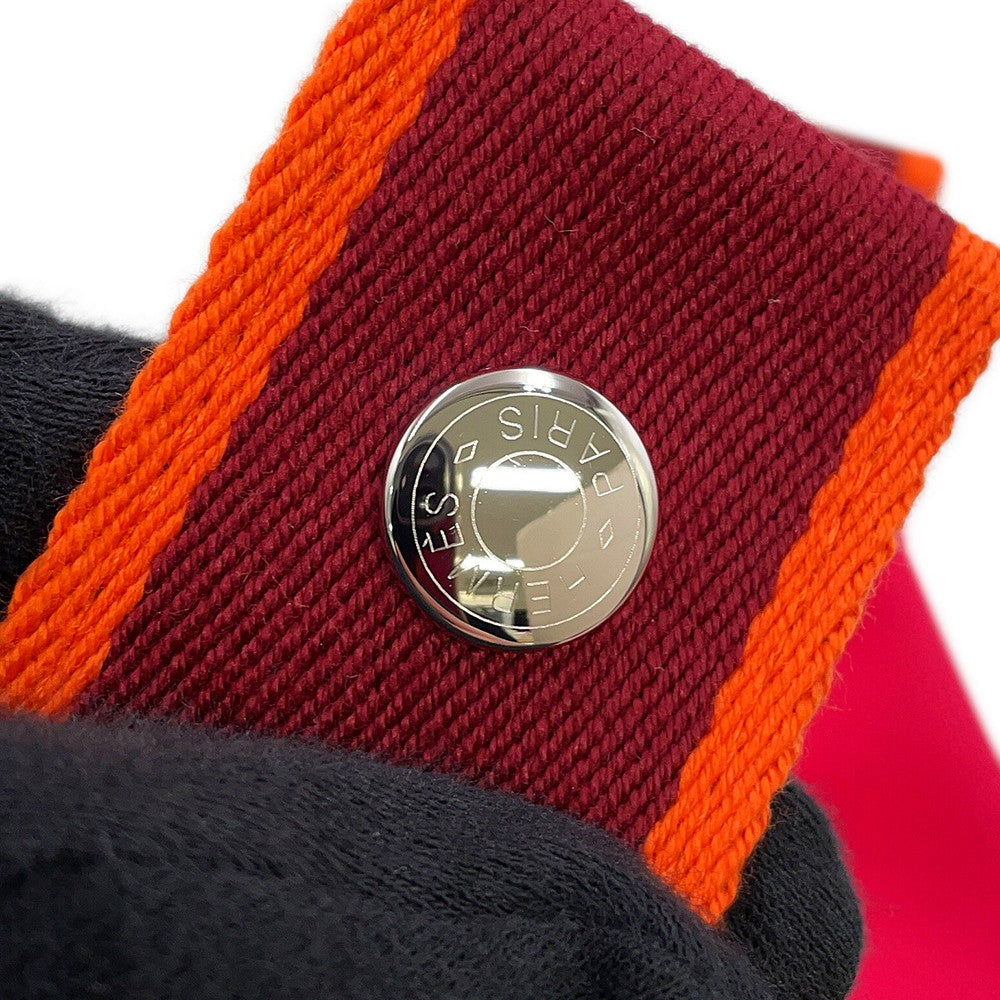 HERMES Brid a Black Hibiscus Canvas Size PM