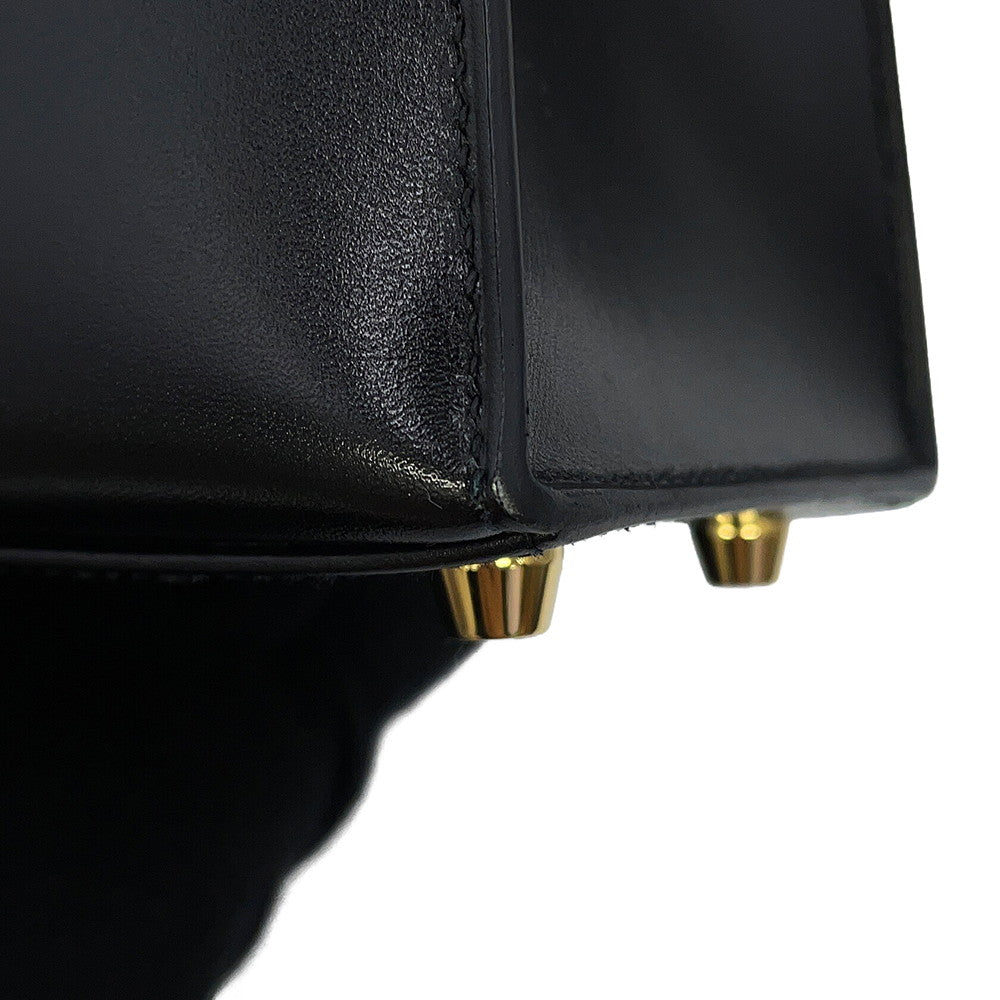 HERMES Kelly Sellier Black Box Calf Leather Size 25