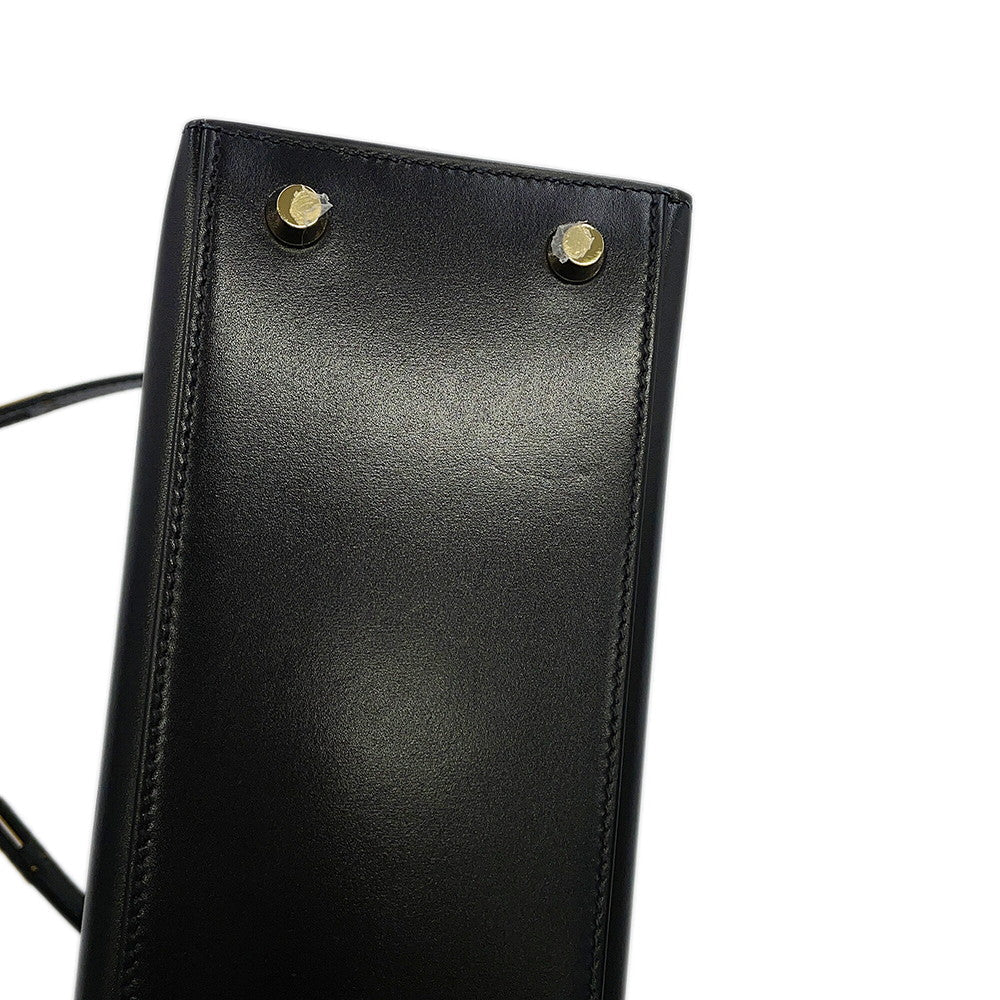 HERMES Kelly Sellier Black Box Calf Leather Size 25