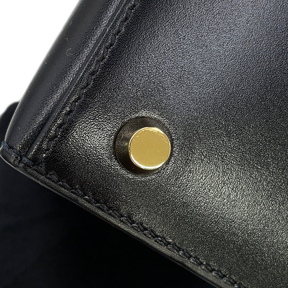 HERMES Kelly Sellier Black Box Calf Leather Size 25
