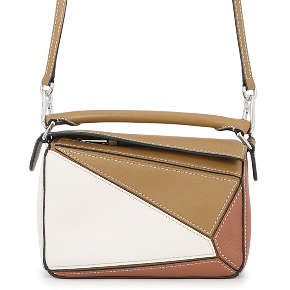 LOEWE Puzzle bag Beige/Brown/WhiteA510U95X34 Leather Size Mini