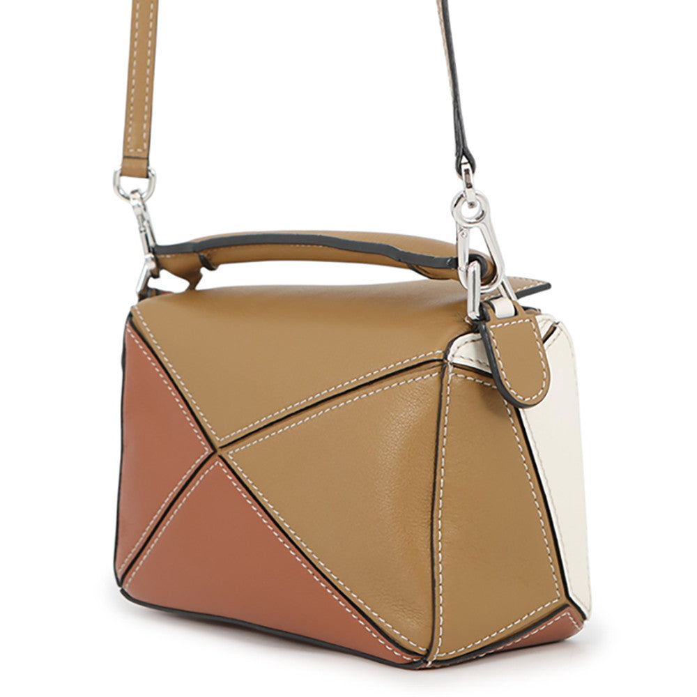 LOEWE Puzzle bag Beige/Brown/WhiteA510U95X34 Leather Size Mini