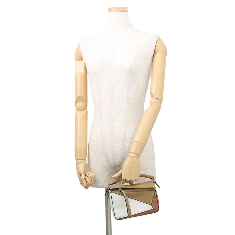 LOEWE Puzzle bag Beige/Brown/WhiteA510U95X34 Leather Size Mini