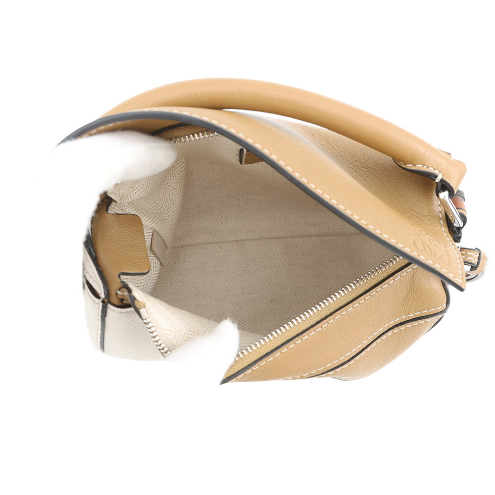LOEWE Puzzle bag Beige/Brown/WhiteA510U95X34 Leather Size Mini