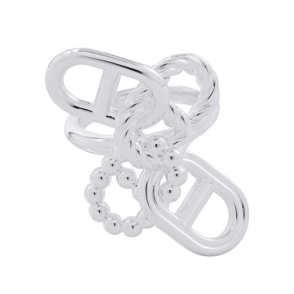 HERMES Chaine d'Ancre Area 2 Multilink Ring Size 54/#14H126631B SV925
