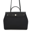 HERMES Herbag Zip SPO Black Toile Officier Vache Hunter Leather Size PM
