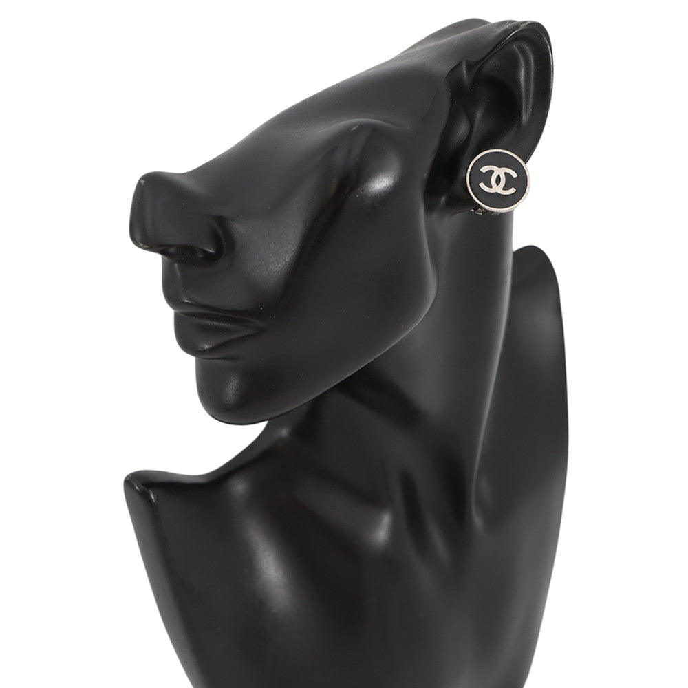 CHANEL CC Logo Earring Black Metal