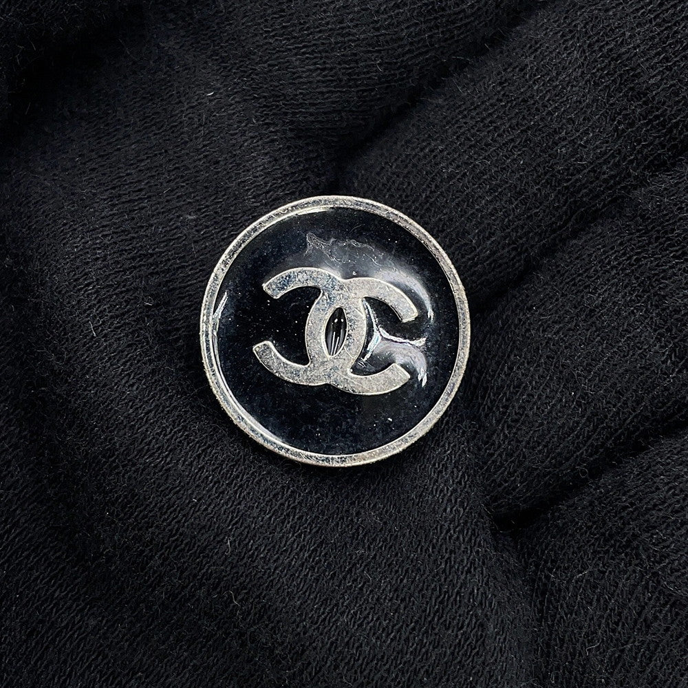 CHANEL CC Logo Earring Black Metal