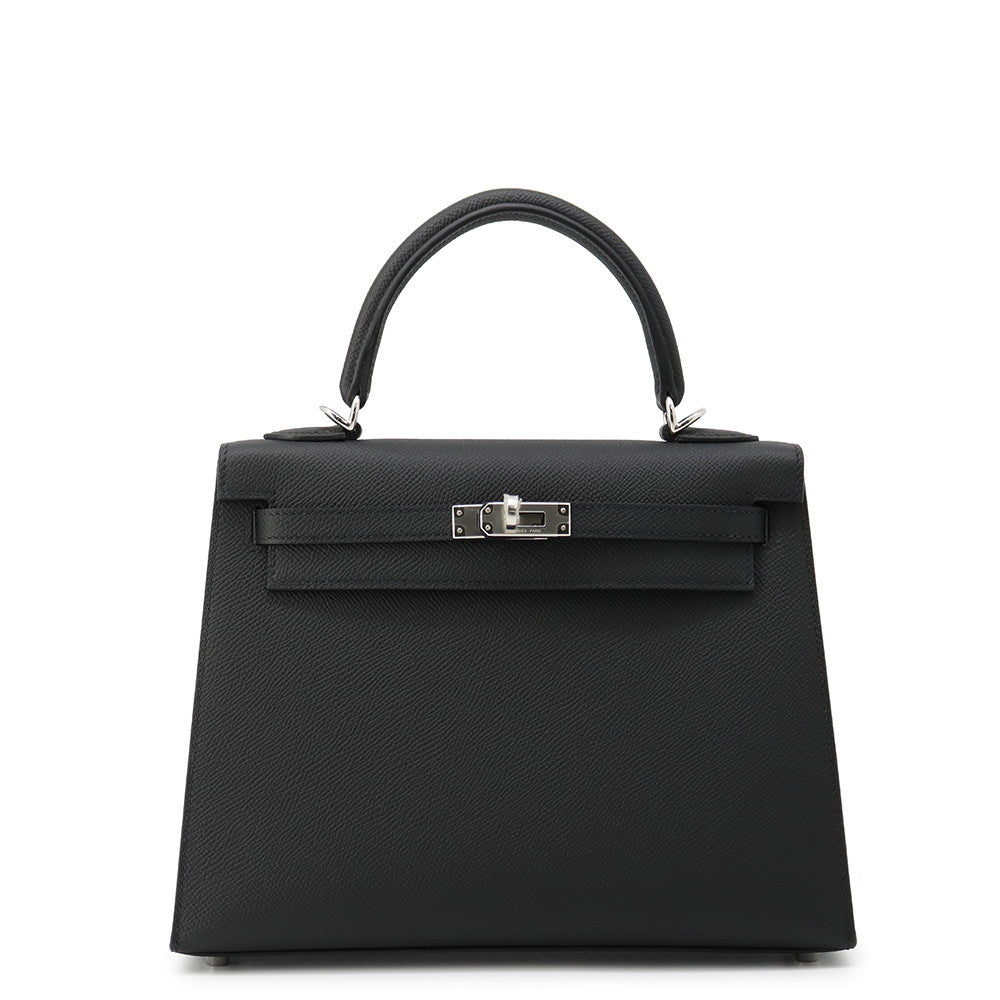 HERMES Kelly Sellier Black Epsom Size 25