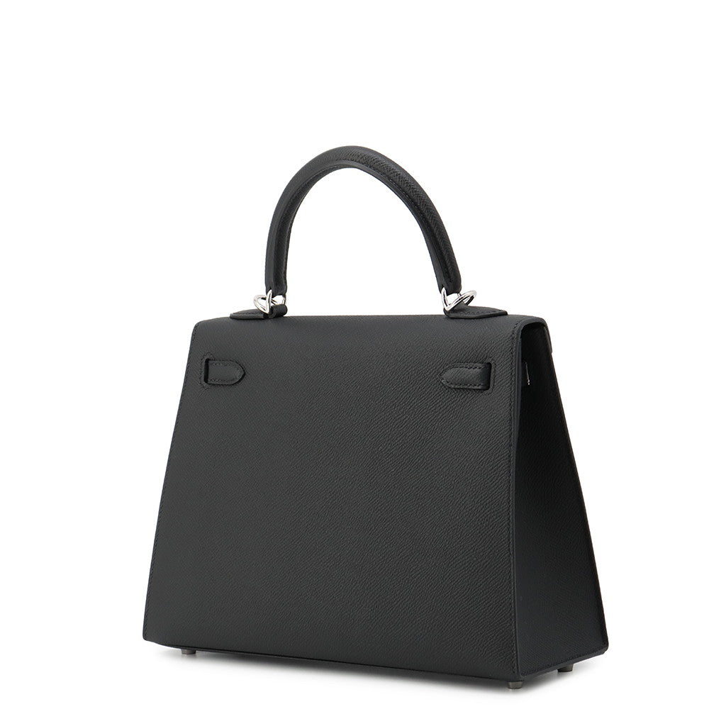HERMES Kelly Sellier Black Epsom Size 25