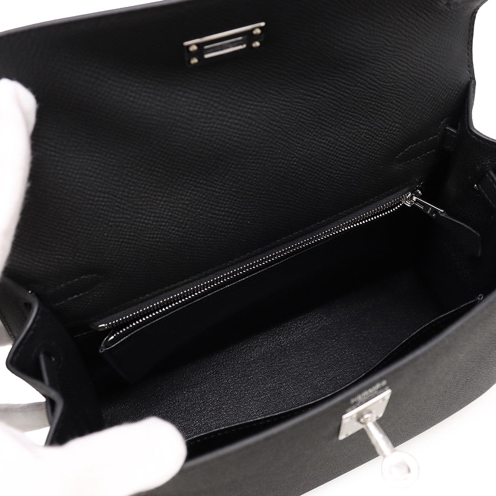 HERMES Kelly Sellier Black Epsom Size 25