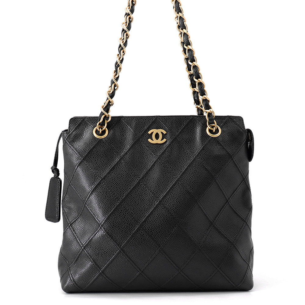 CHANEL Matelasse ChainTote Bag Black Caviar Leather