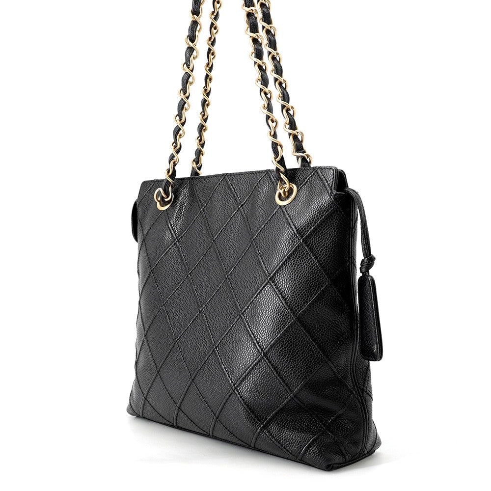 CHANEL Matelasse ChainTote Bag Black Caviar Leather