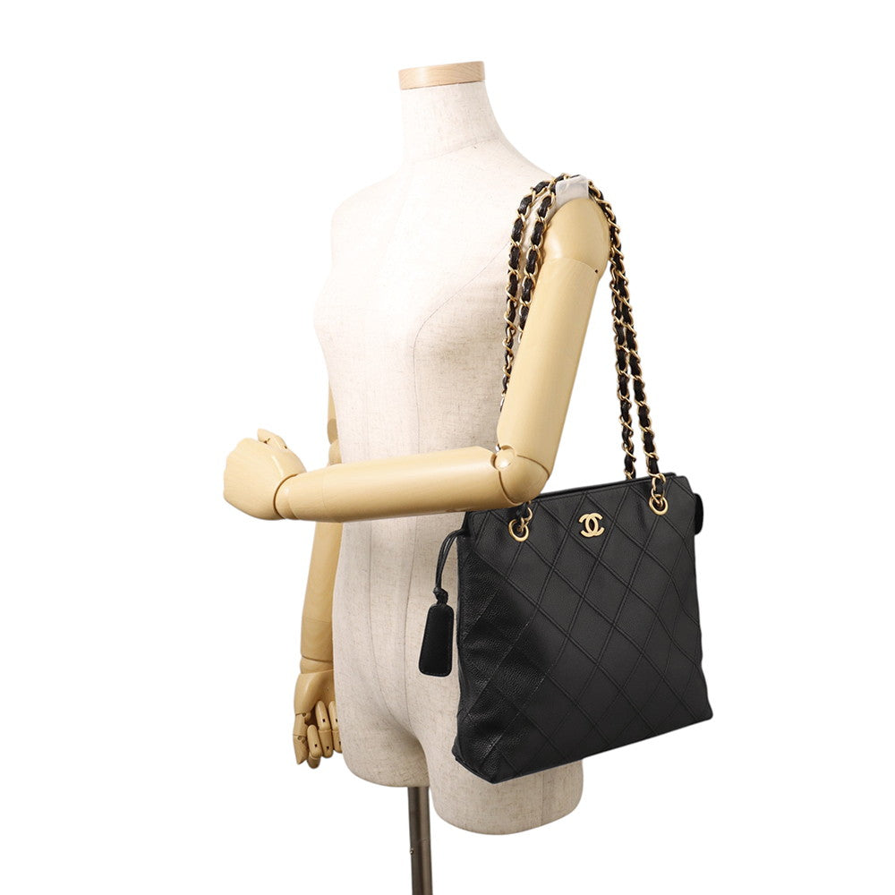 CHANEL Matelasse ChainTote Bag Black Caviar Leather