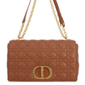 Dior Caro ChainShoulder Bag Brown Leather Size Large