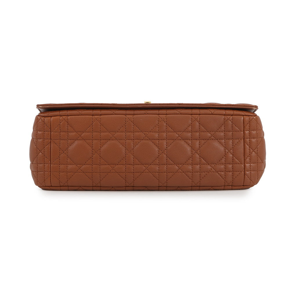 Dior Caro ChainShoulder Bag Brown Leather Size Large