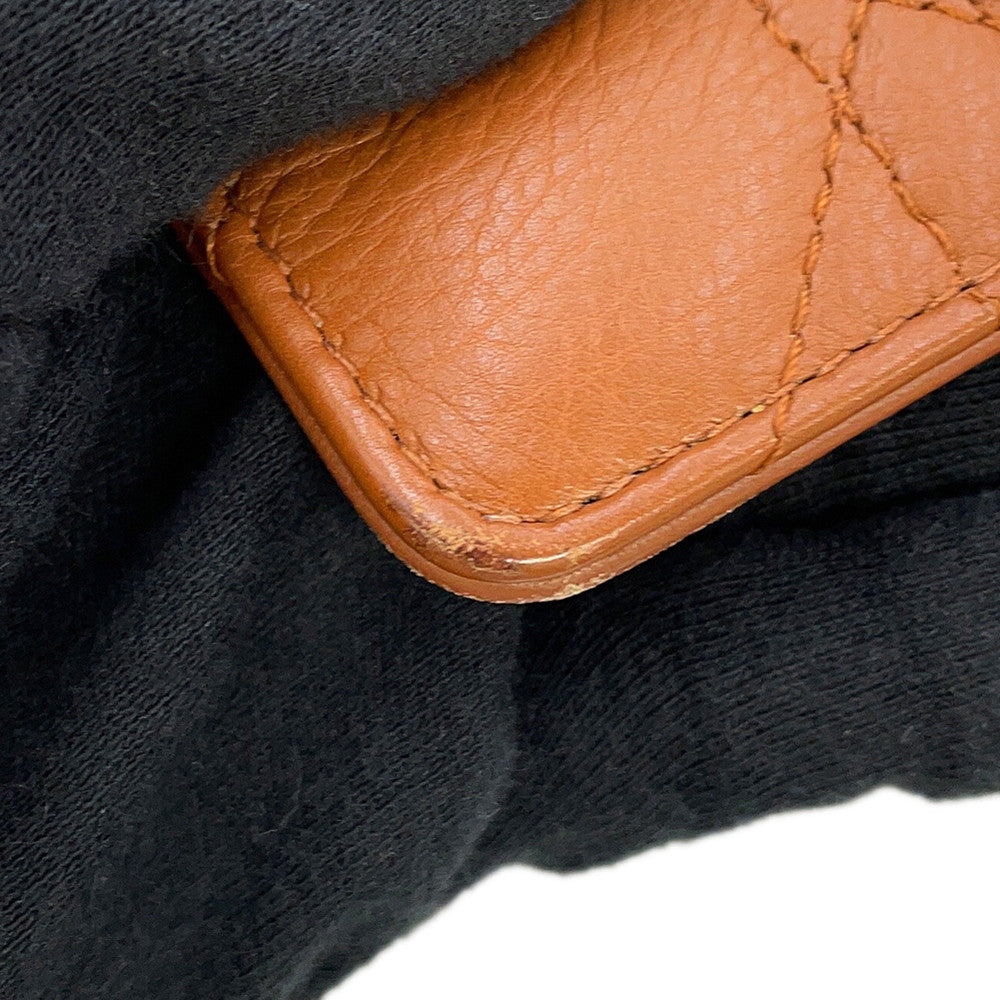 Dior Caro ChainShoulder Bag Brown Leather Size Large