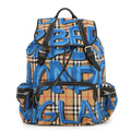 BURBERRY Check Pattern Graffiti Backpack Blue/Antique yellow4076962 Nylon Leather