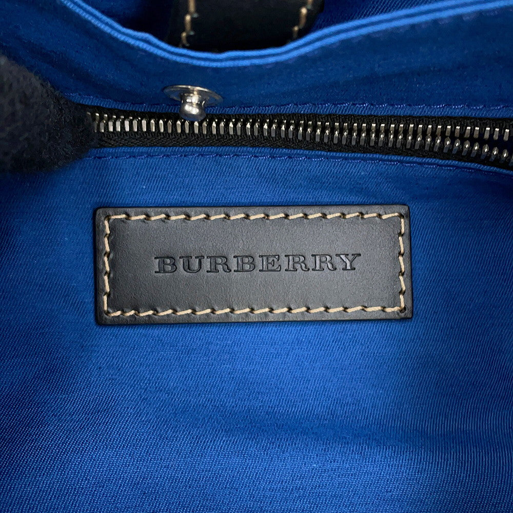 BURBERRY Check Pattern Graffiti Backpack Blue/Antique yellow4076962 Nylon Leather