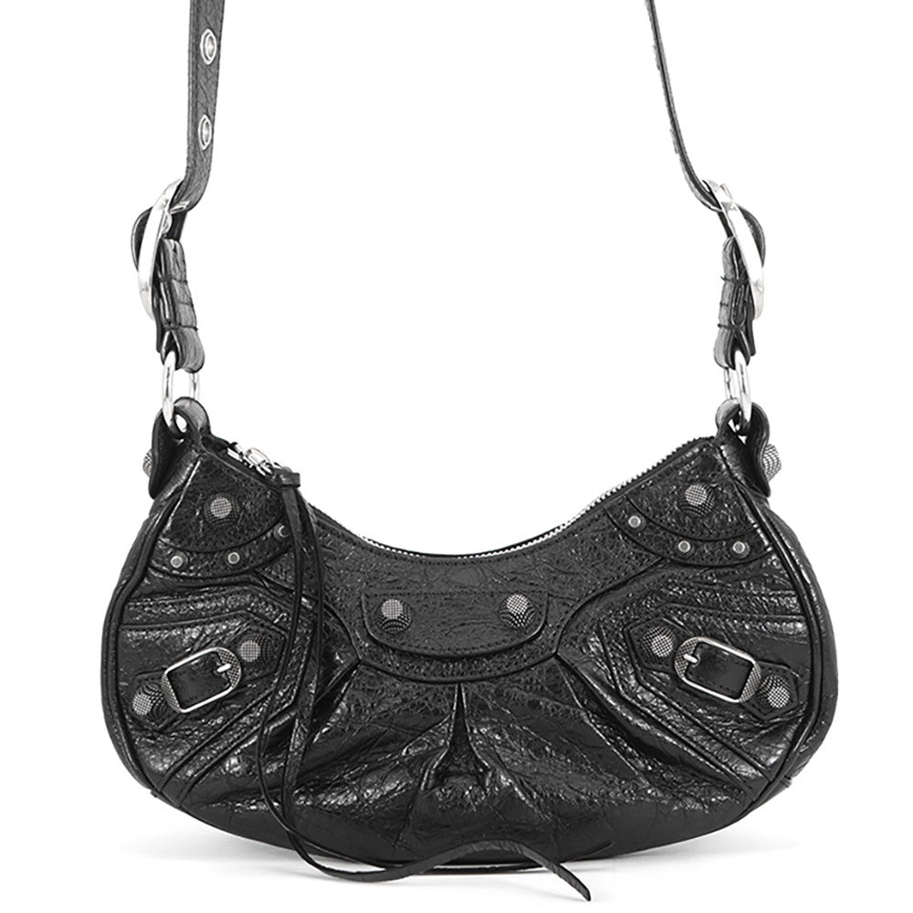 BALENCIAGA Le Cagoule Shoulder Bag Black671309 Leather Size XS