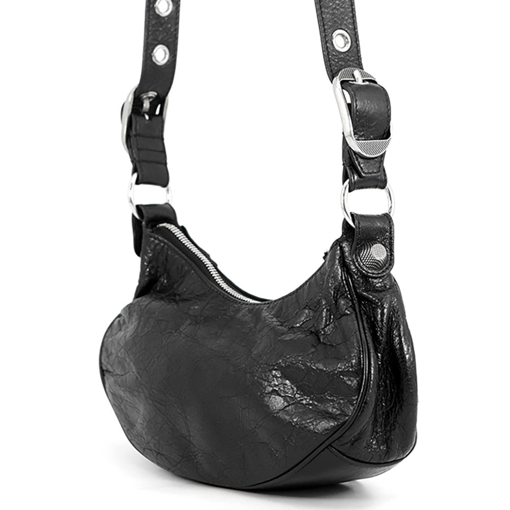BALENCIAGA Le Cagoule Shoulder Bag Black671309 Leather Size XS