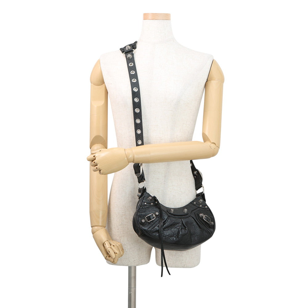 BALENCIAGA Le Cagoule Shoulder Bag Black671309 Leather Size XS