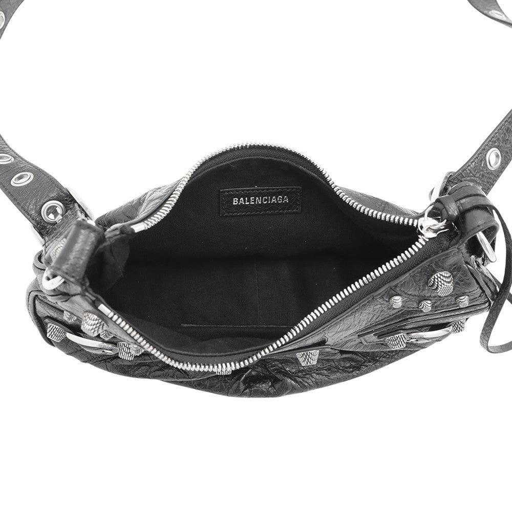 BALENCIAGA Le Cagoule Shoulder Bag Black671309 Leather Size XS