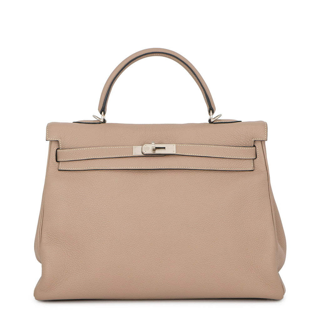 HERMES Kelly Retourne Argile Togo Leather Size 35