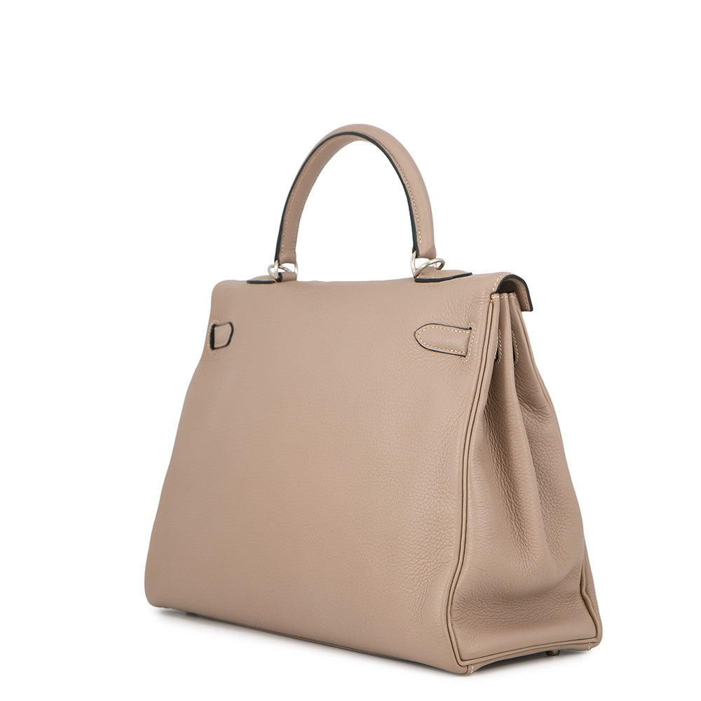 HERMES Kelly Retourne Argile Togo Leather Size 35