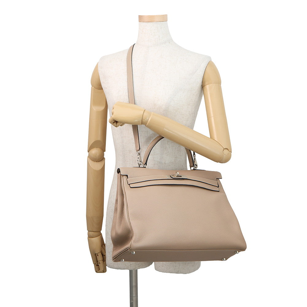HERMES Kelly Retourne Argile Togo Leather Size 35