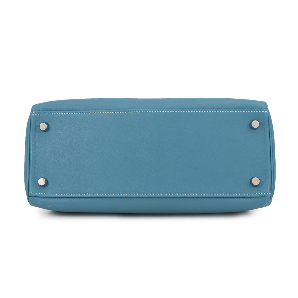 HERMES Kelly Retourne Blue Jean Evergrain Size 28