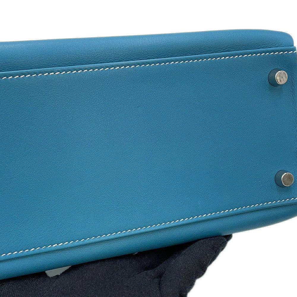 HERMES Kelly Retourne Blue Jean Evergrain Size 28