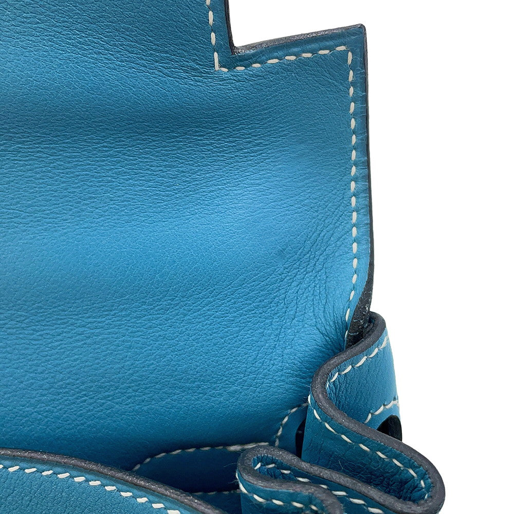 HERMES Kelly Retourne Blue Jean Evergrain Size 28